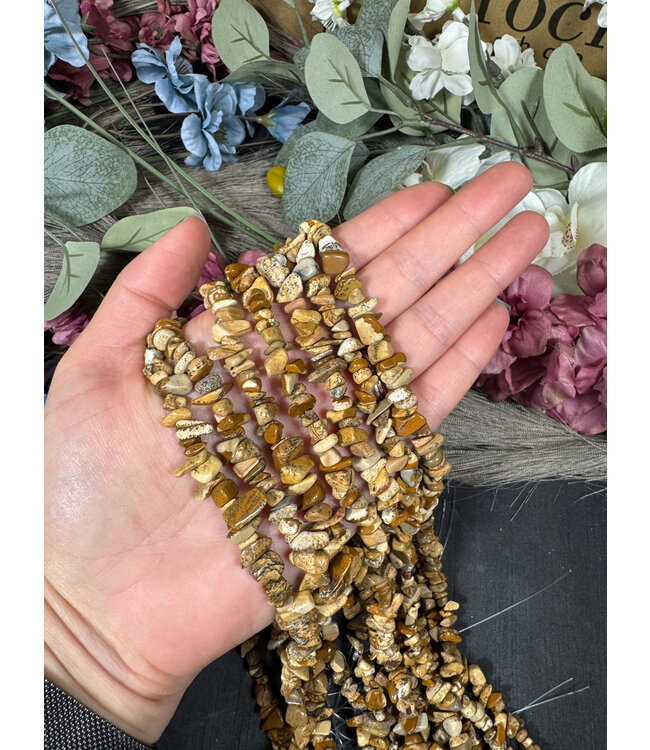 Picture Jasper Chip Beads Polished 31.5" Strand