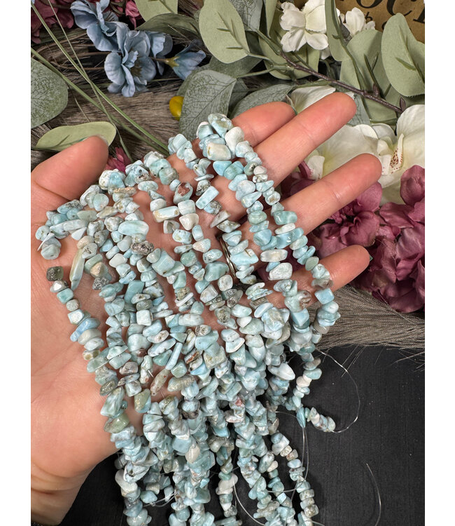 Larimar Chip Beads Polished 15" Strand
