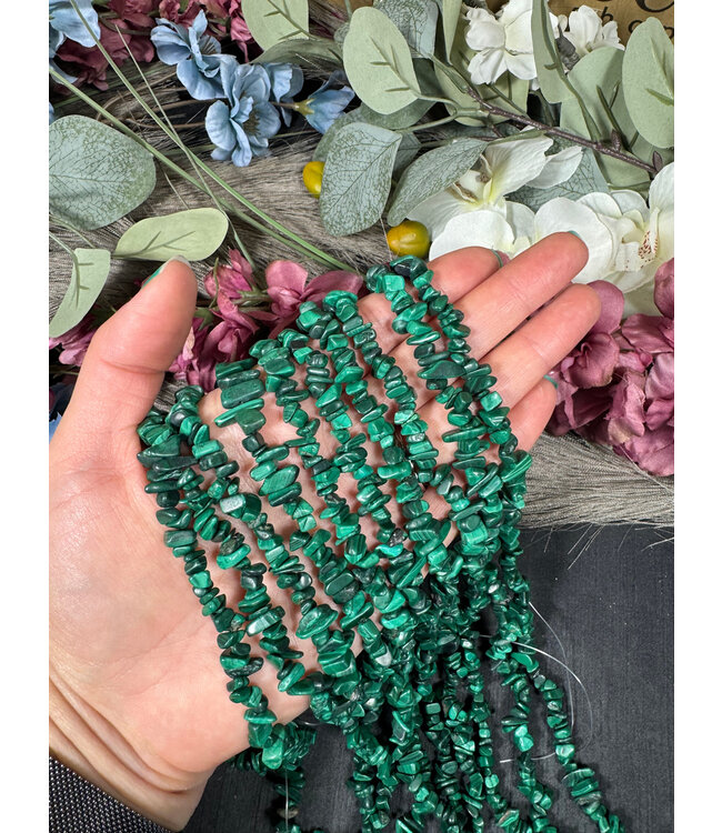 Malachite Chip Beads Polished 32" Strand