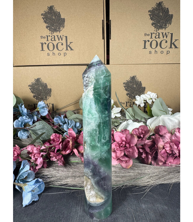 Rainbow Fluorite Tower #93, 410gr
