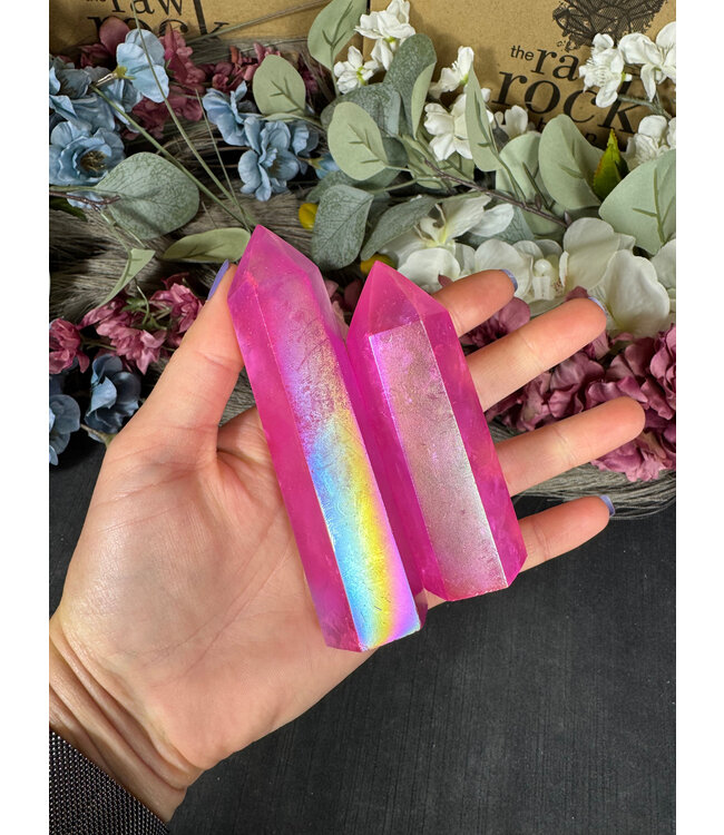 Pink Aura Quartz Point, Size XX-Large [125-149gr]