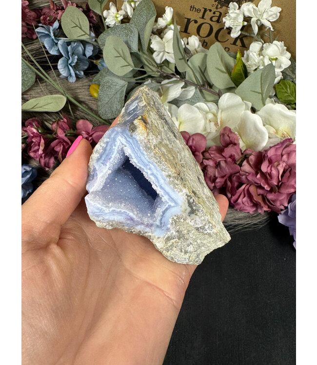 Blue Lace Agate Raw Geode #672, 386gr