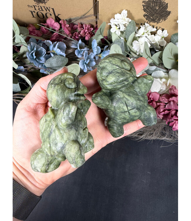 Green Jade Squirtle Carving, Pokémon Carving