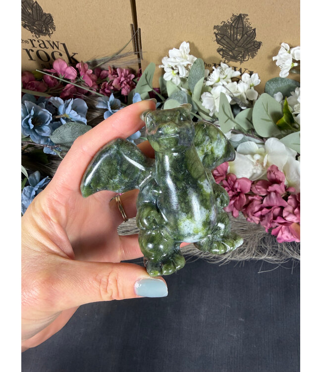 Green Jade Charizard Carving, Pokémon Carving