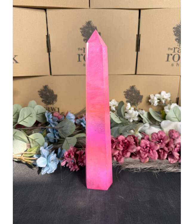 Pink Aura Quartz Tower #5, 712gr