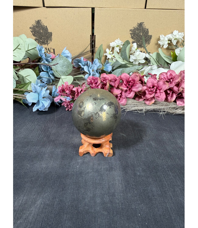 Pyrite Sphere #13, 57mm, 464gr