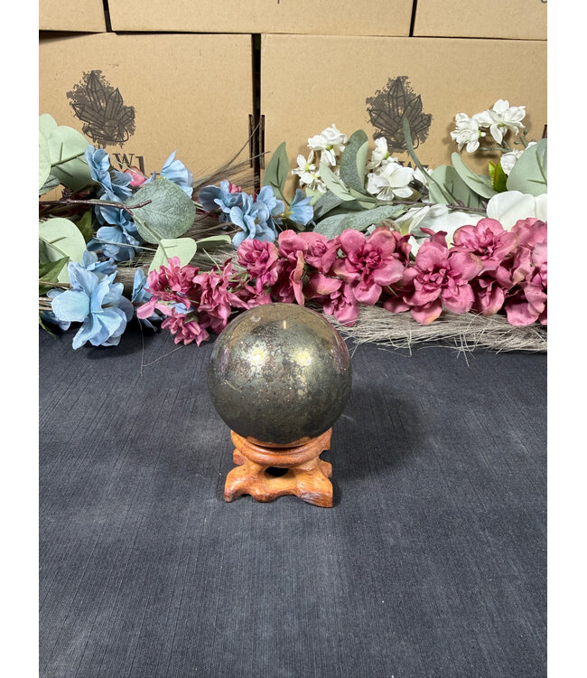 Pyrite Sphere #5, 52.7mm, 340gr