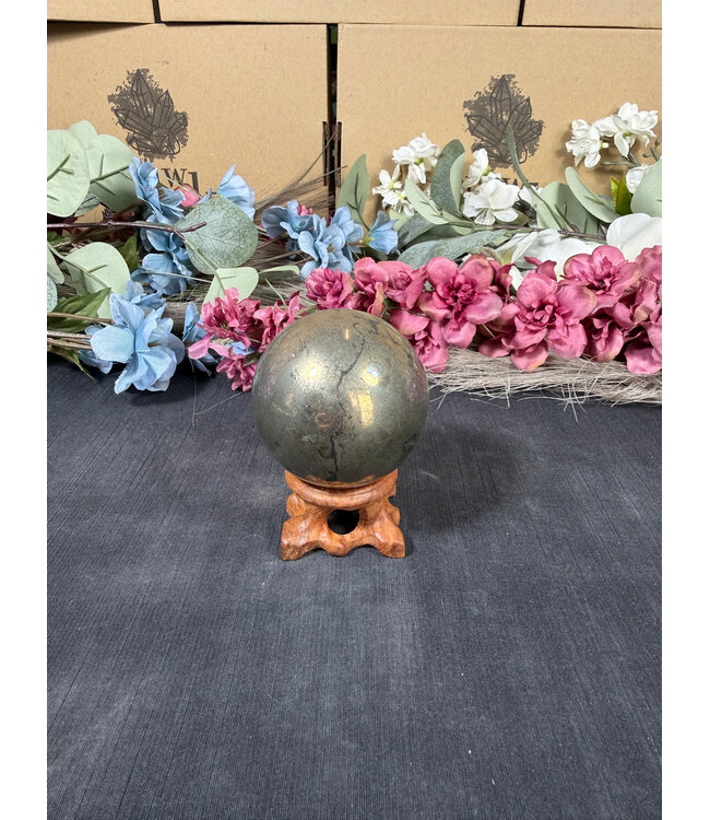 Pyrite Sphere #11, 57.1mm, 456gr