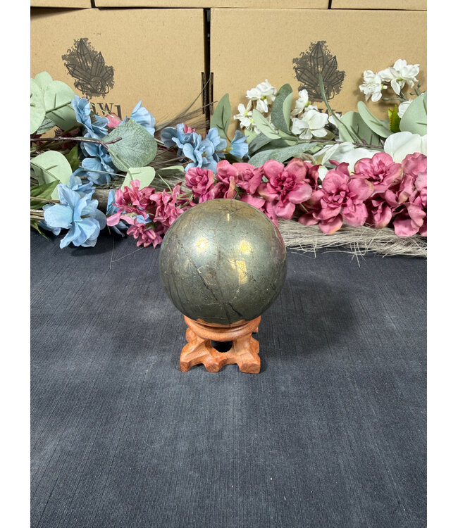 Pyrite Sphere #21, 59.5mm, 542gr