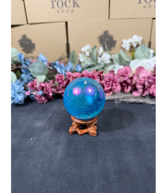 Blue Aura Sphere #8, 58.9mm, 296gr