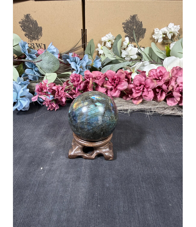 Labradorite Sphere #5, 55.8mm, 256gr