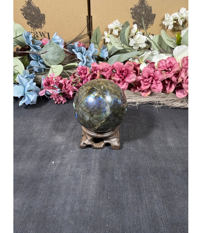 Labradorite Sphere #7, 61.5mm, 334gr