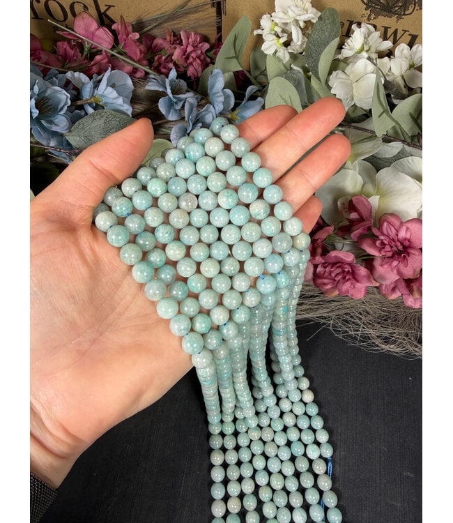Blue Amazonite Beads Polished 15" Strand 6mm 8mm