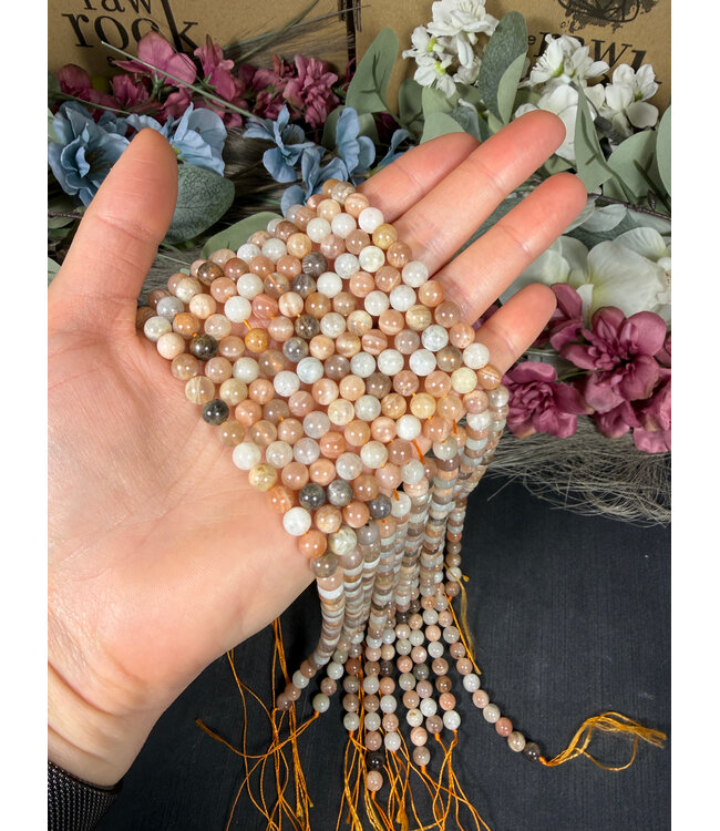 Peach Moonstone Beads Polished 15.5" Strand 4mm 6mm 8mm