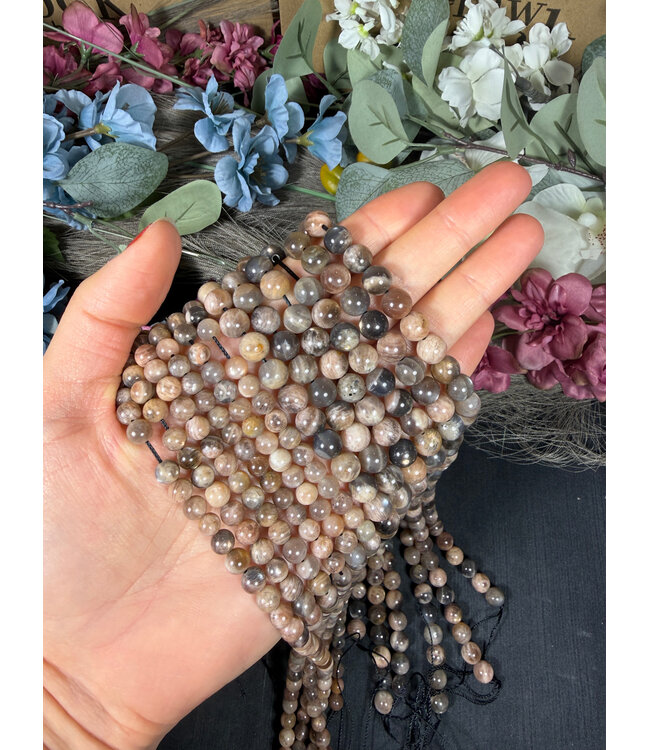 Black Moonstone Beads, high quality, Polished 15" Strand 6mm and 8mm