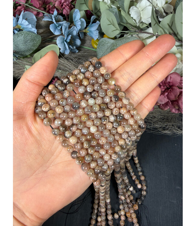 Black Moonstone Beads, high quality, Polished 15" Strand 6mm and 8mm