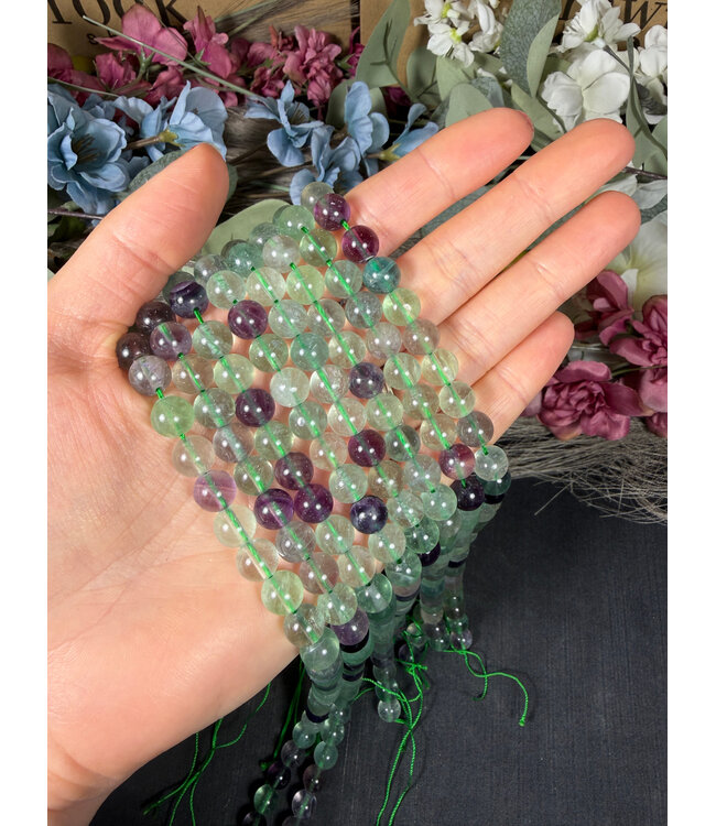 Fluorite Beads/Rainbow Fluorite Beads Polished 15" Strand 6mm 8mm