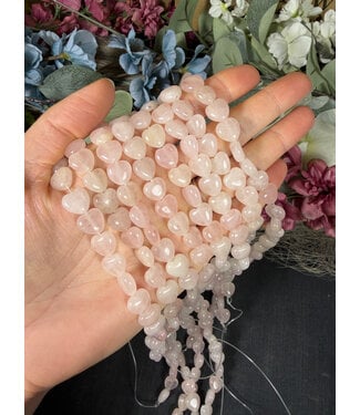 Rose Quartz Heart Beads Polished 15" Strand Rose Quartz Heart Beads Polished 15" Strand