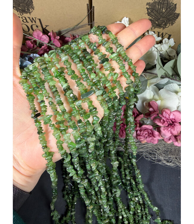Canadian Jade Chip Beads Polished 31.5" Strand
