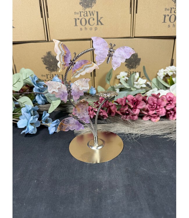 Amethyst Agate Butterflies on Stand #6, 184gr