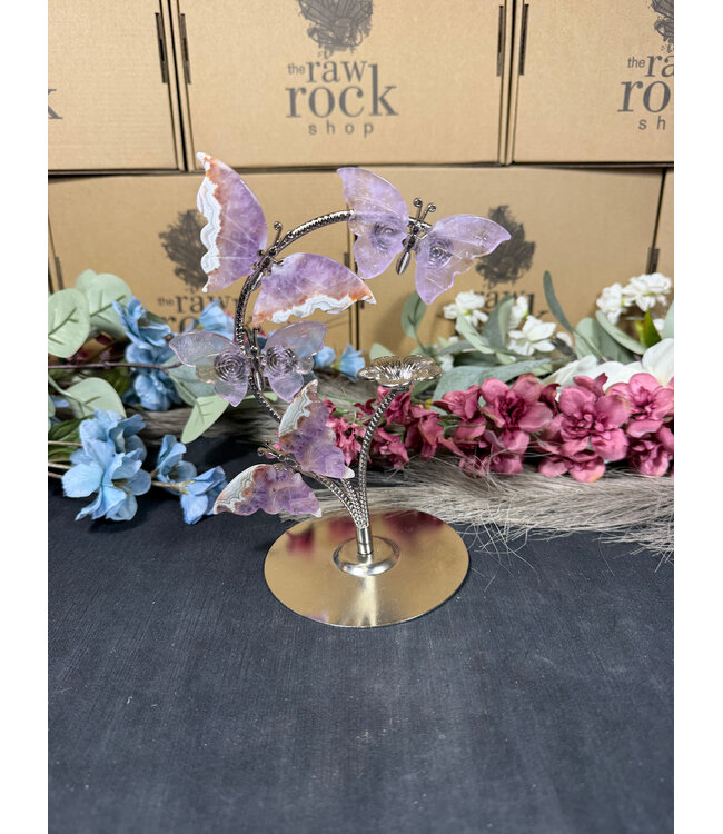 Amethyst Agate Butterflies on Stand #4, 192gr