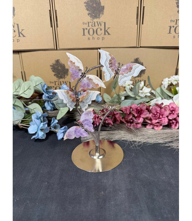 Amethyst Agate Butterflies on Stand #3, 192gr