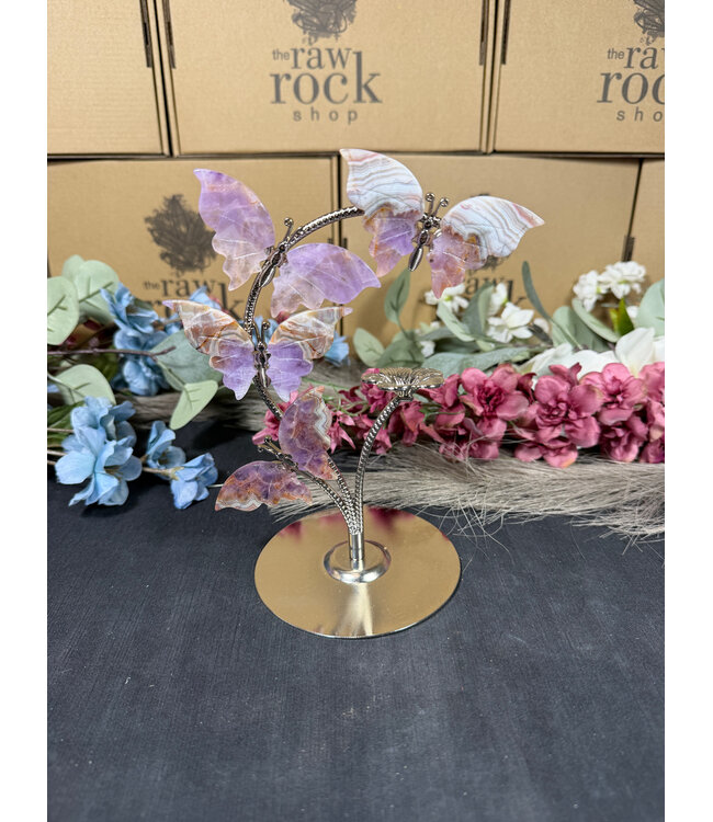 Amethyst Agate Butterflies on Stand #2, 192gr