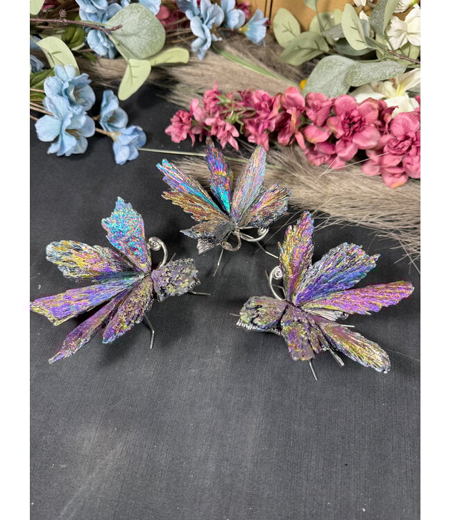 Multi-Colour Aura Kyanite Butterfly, Silver