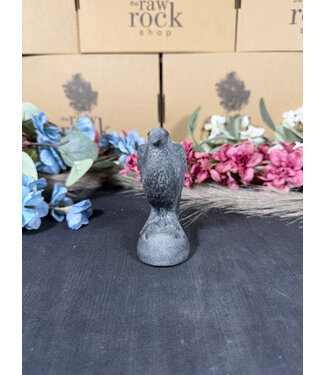Black Obsidian Raven Carving Style 1 Frosted