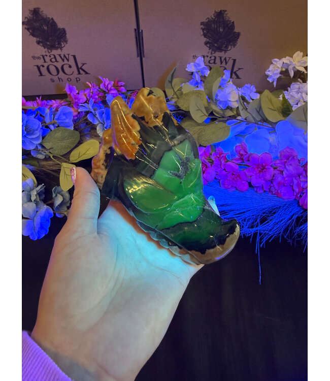 Fluorescent Agate Dragon Head #2, 588gr