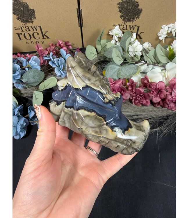 Fluorescent Agate Dragon Head #4, 516gr