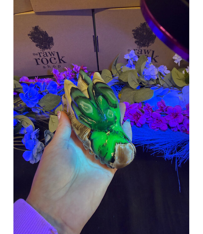 Fluorescent Agate Dragon Head #3, 606gr