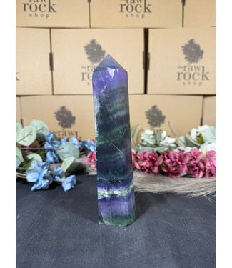 Rainbow Fluorite Tower #113, 1070gr