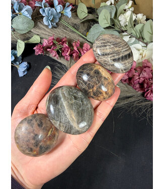 Black Moonstone Palm Stone, Size X-Small [50-74gr]