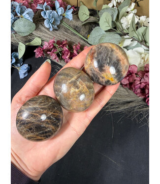 Black Moonstone Palm Stone, Size Medium [100-124gr]