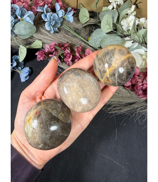 Black Moonstone Palm Stone, Size Large [125-149gr]