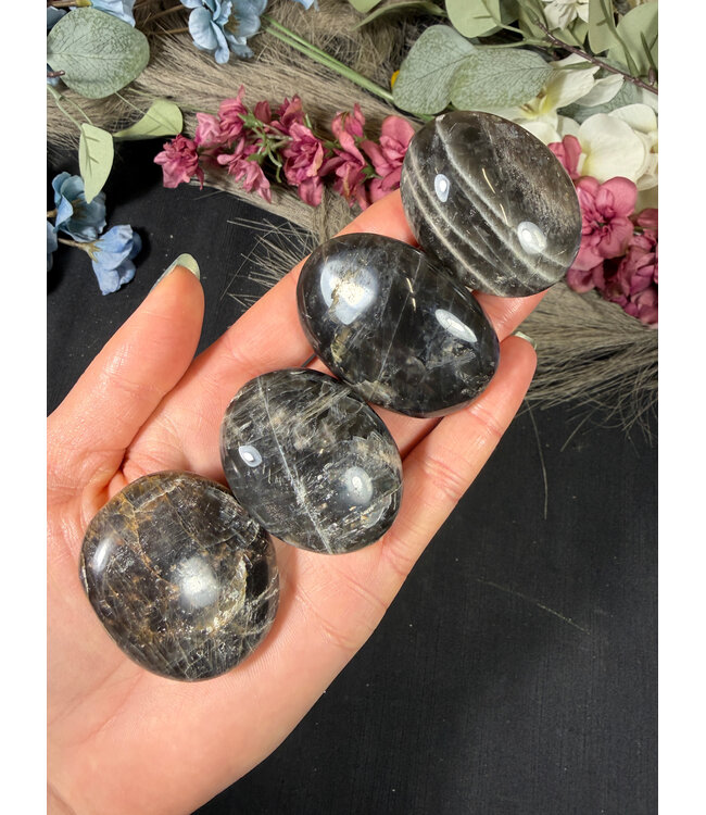 Black Moonstone Palm Stone, Size XX-Small [25-49gr]