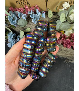 Rainbow Hematite Magnetic Tumbled Stones, Synthetic; 1 sizes available, purchase individual or bulk