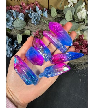 Polished Aura Quartz Naturally Terminated Points, Blue Purple 100gr/500gr Bulk Pack