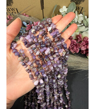 Lepidolite Chip Beads Polished 31.5" Strand