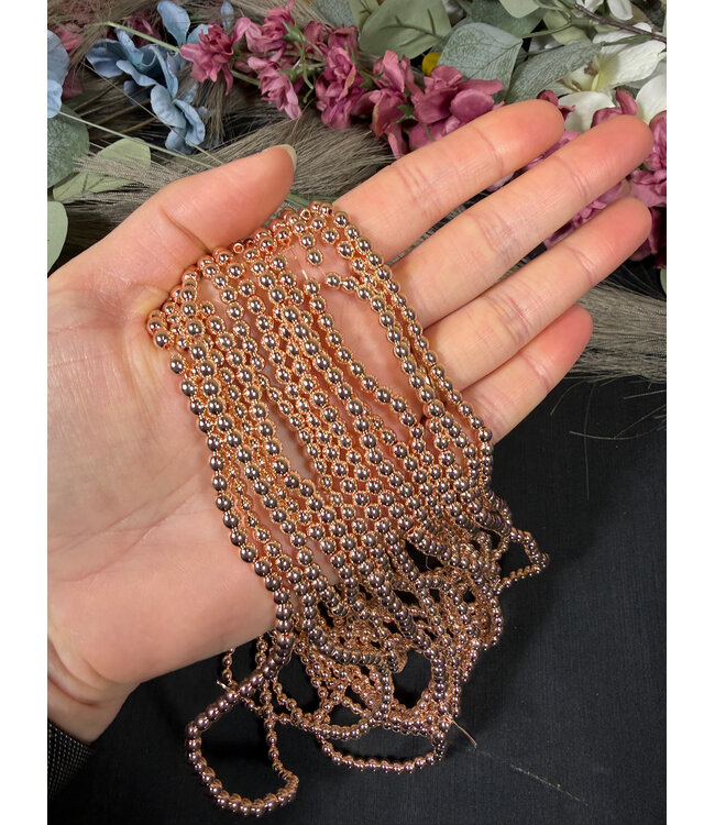 Rose Gold Hematite Beads Round Electroplated 15" Strand 4mm 6mm 8mm