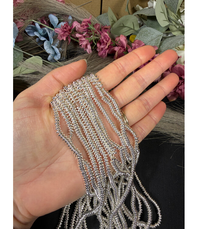 Silver Hematite Rondelle, Polished 15" Strand