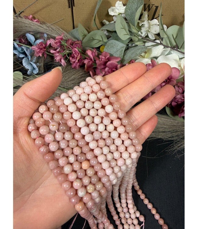 Pink Opal Beads Polished 15" Strand 6mm 8mm