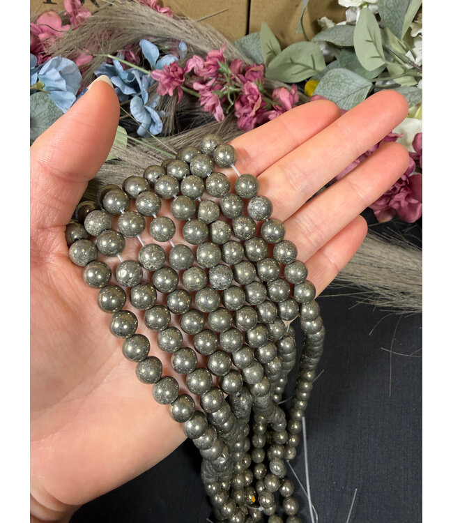 Pyrite Beads Polished 15" Strand 4mm 6mm 8mm