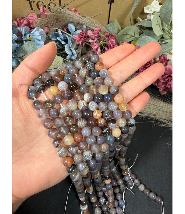 Botswana Agate Beads Polished Grade A 15" Strand 6mm 8mm