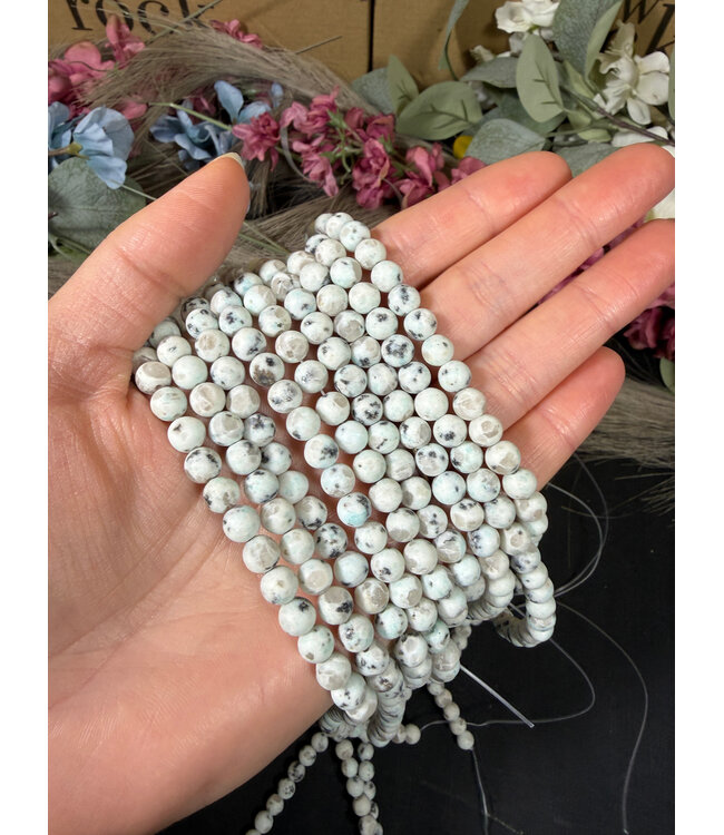 Kiwi Jasper Beads Frosted/Matte 15" Strand 6mm 8mm