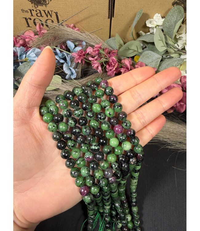 Ruby Zoisite Beads Polished 15" Strand 6mm 8mm