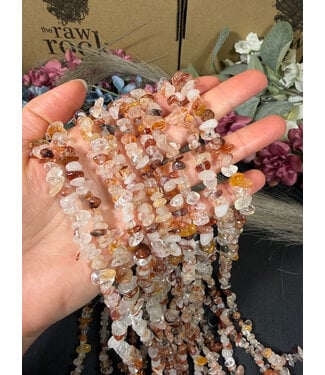 Fire Quartz Chip Beads Polished 31.5" Strand