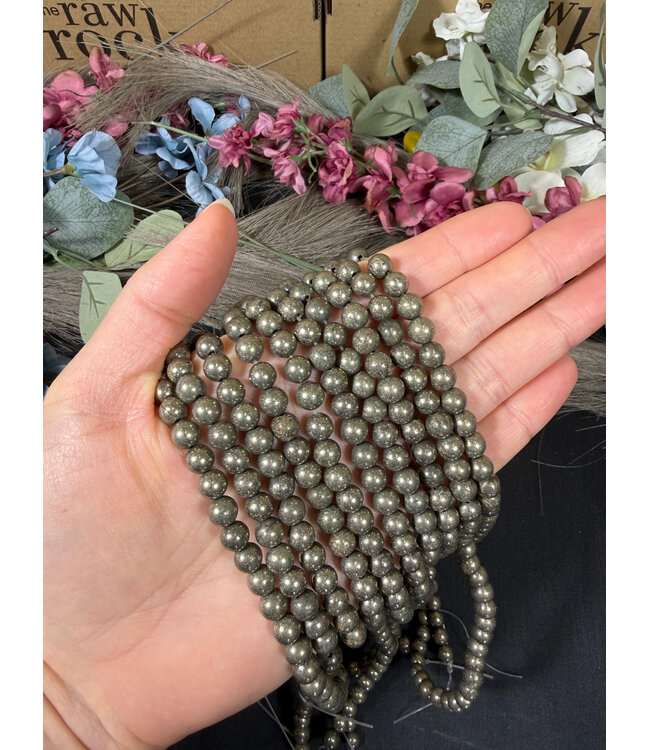 Pyrite Beads Polished 15" Strand 4mm 6mm 8mm
