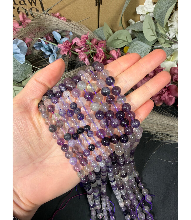 Fluorite Beads/Purple Fluorite Beads Polished 15" Strand 6mm 8mm